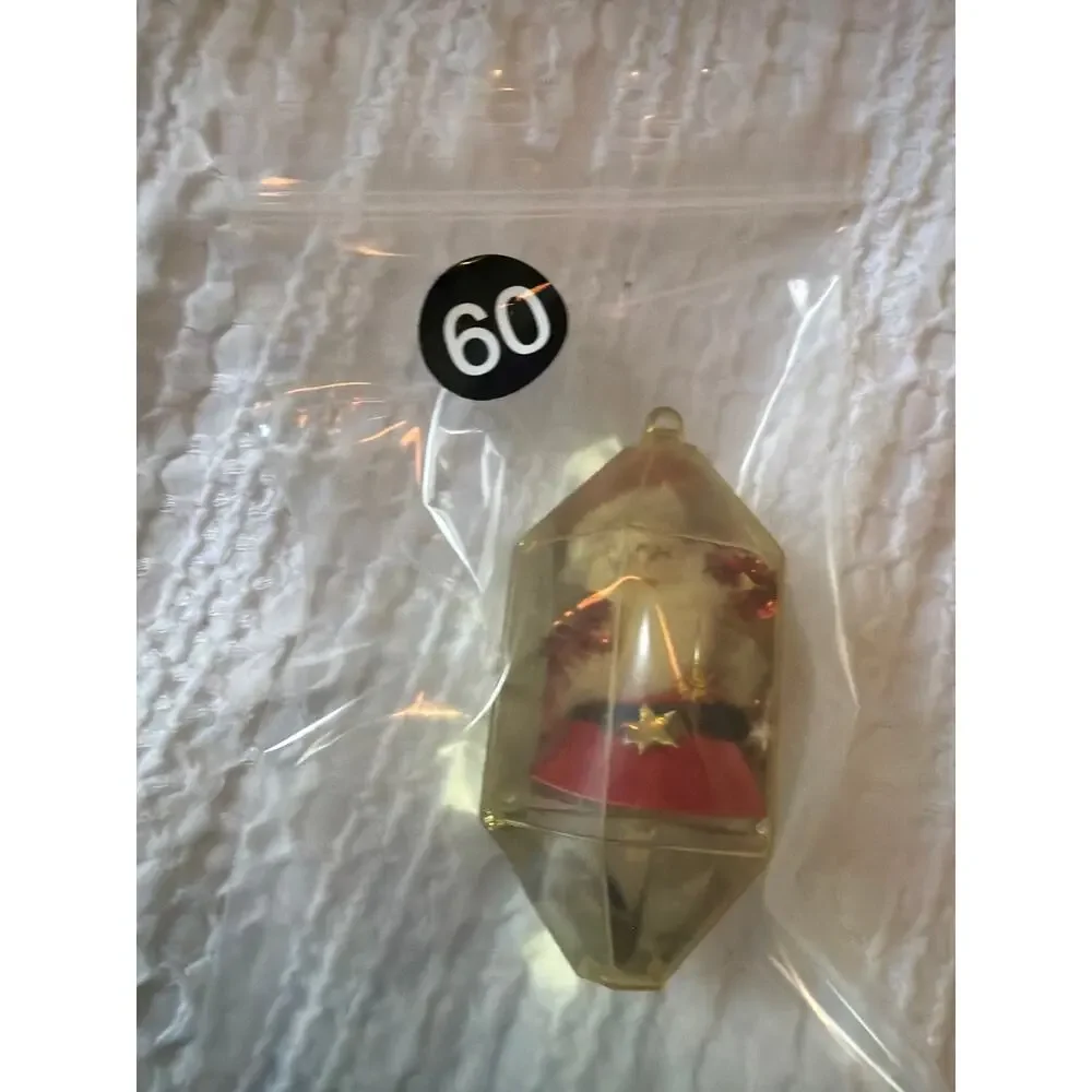 Vintage Jewel Brite Santa Lantern Diorama Christmas Ornament Yellow Plastic 3